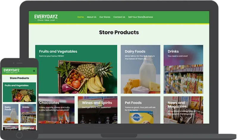 A DX4 Studio website on a laptop and a phone