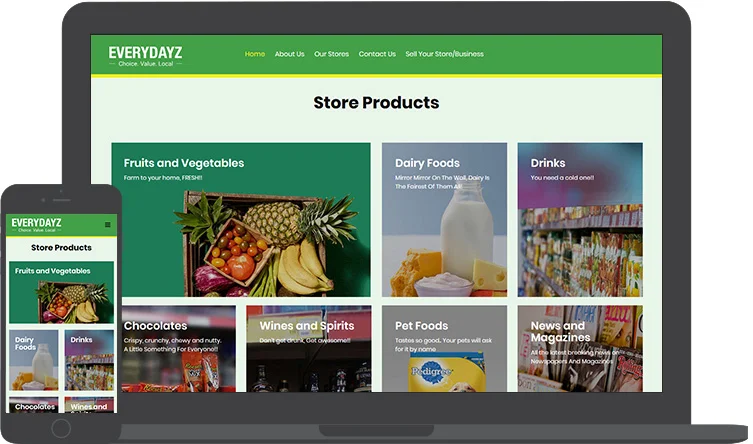 A DX4 Studio website shown on a laptop and a phone side by side, with the layout adapting to each screen size